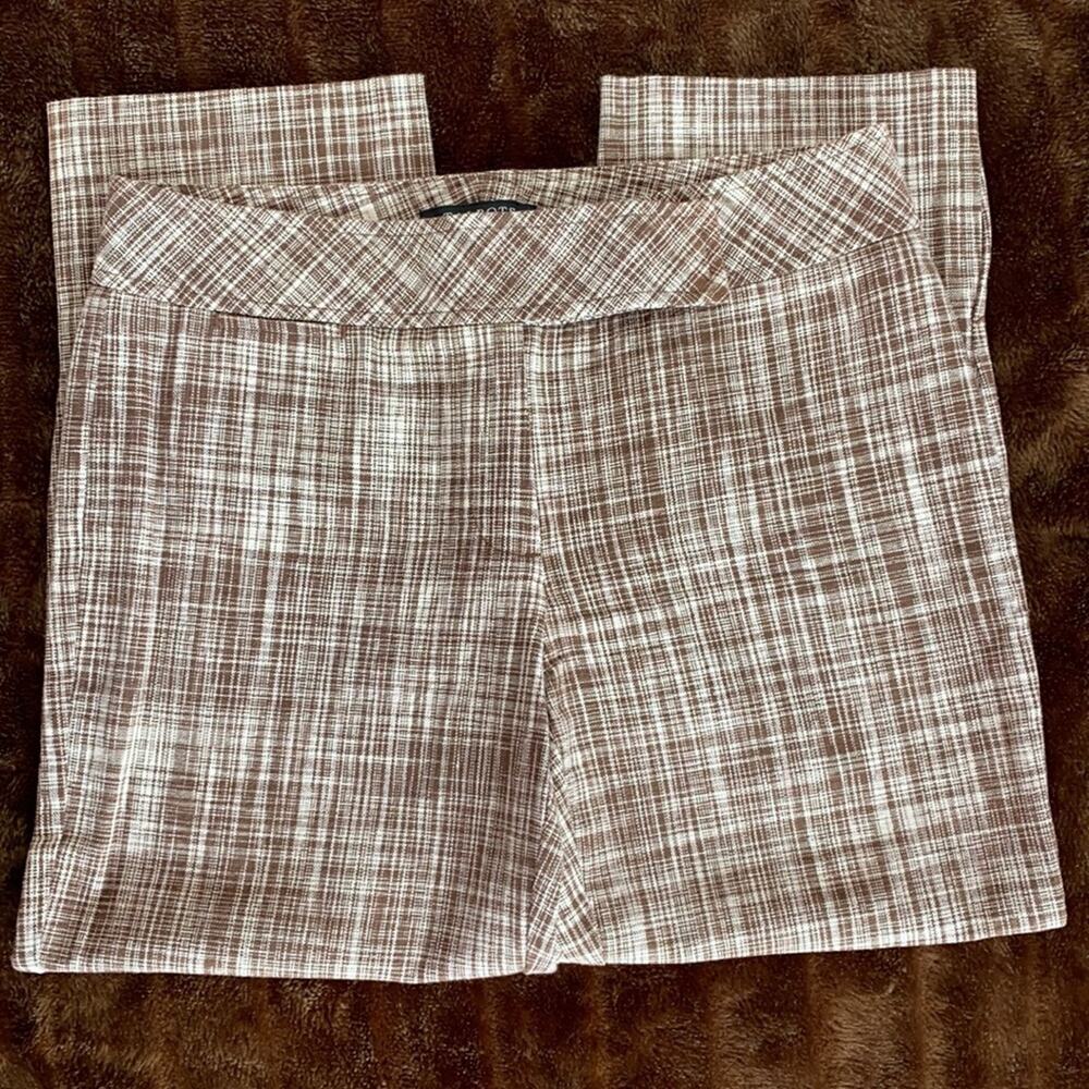 Talbots 4P Brown/Cream‎ Linen Blend Cropped Pants ULTRA NICE
